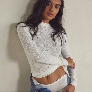 Free People Long Sleeve Mesh Top